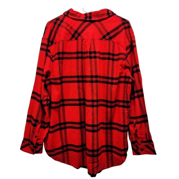 Ava & Viv Womens Red & Black Plaid Button-Up Long Sleeve Shirt Size XXL - Picture 3 of 7